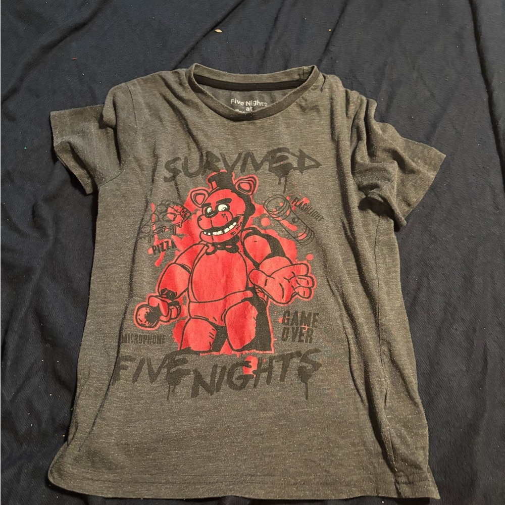 Five Nights Kids Gray and Red T-Shirt